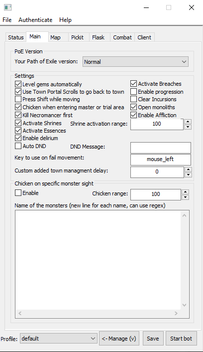 Encounter settings